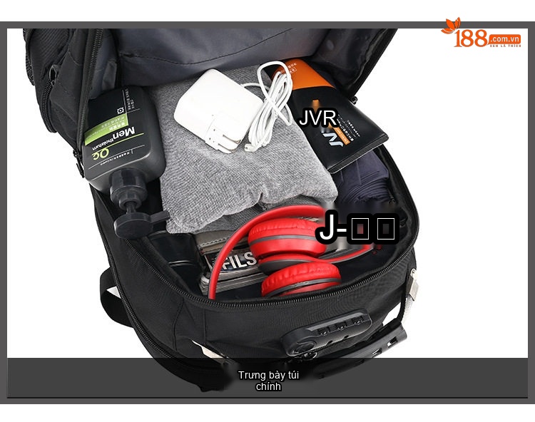 Balo Đôi Nam Vải Canvas Chống Nước Đựng Laptop Du Lịch Công Tác Màu Đen chi tiết 17