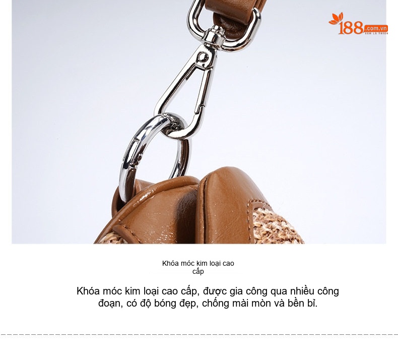 Túi Đeo Vai Nữ Thủ Công Đan Dệt Thiết Kế Tối Giản Phong Cách Lười Biếng Màu Nâu, Be, Đen chi tiết 12