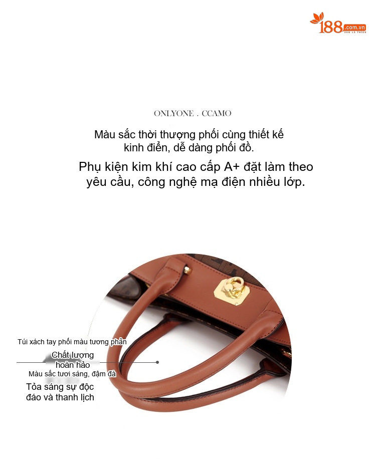 Túi Tote Nữ Da Bóng Lớn Đựng Vừa A4 Quai Xách Tay Đeo Vai Màu Nâu chi tiết 4