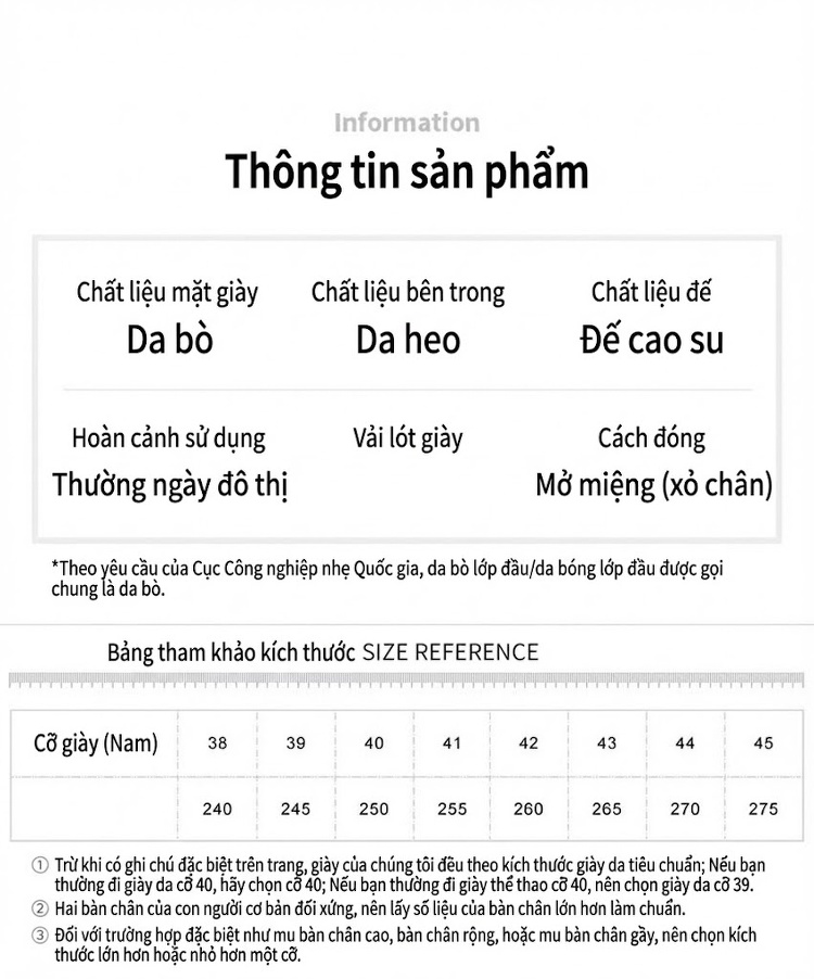 Giày Lười Nam Da Bò Chiều Cao Đế Khoảng 3cm Màu Đen chi tiết 5