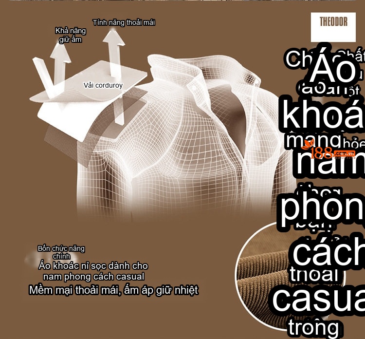 Áo Khoác Nam Cotton Lót Lông Cổ Bẻ Dáng Rộng Giữ Ấm Màu Xám, Nâu, Đen chi tiết 4