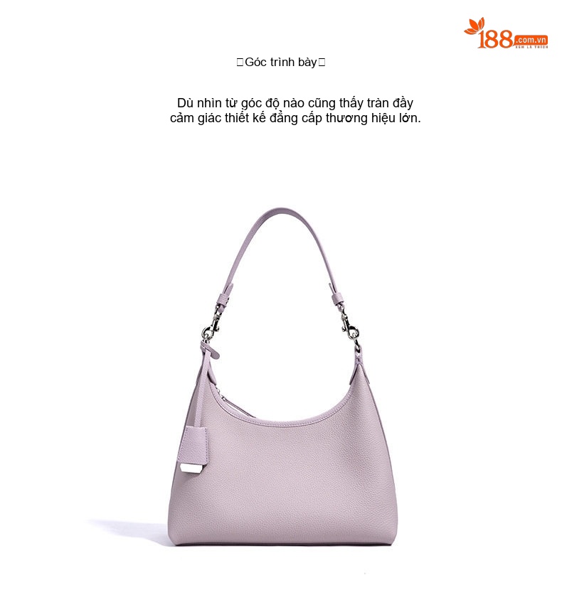 Túi Đeo Vai/Đeo Chéo Nữ Da Thật Thiết Kế Tối Giản Màu Tím Lavender, Xám Taupe, Xanh Navy... chi tiết 16
