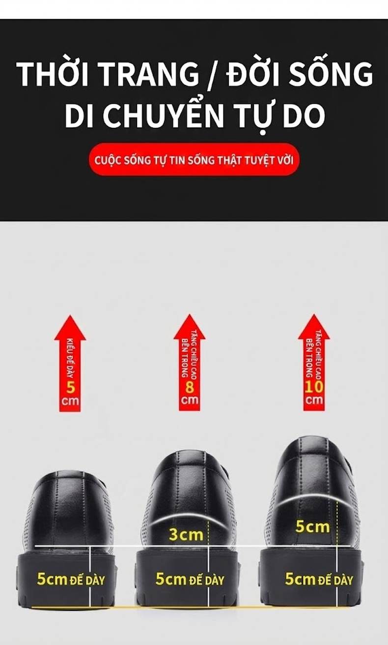 Giày Tây Buộc Dây Nam Da Bò Chiều Cao Đế 8cm Phong Cách Anh Quốc Màu Đen chi tiết 5