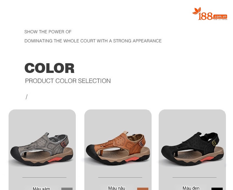 Dép Sandal Nam Da Thật Bít Mũi Thoáng Khí Chiều Cao Đế Khoảng 3cm Màu Nâu, Xám, Đen chi tiết 7
