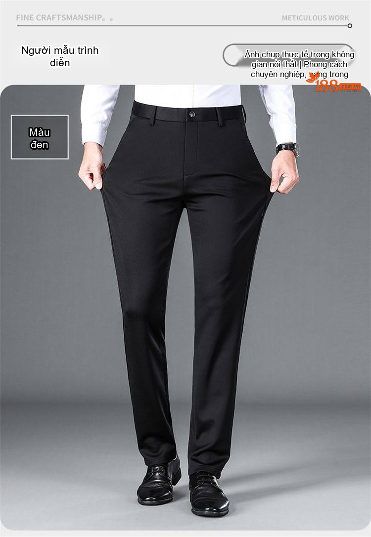 Quần Tây Nam Dáng Suông Bốn Chiều Co Giãn Chống Nhăn Cao Cấp Màu Đen, Xám, Be, Xanh Navy chi tiết 13