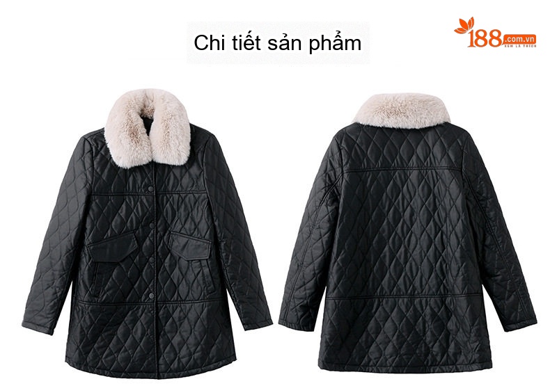 Áo Khoác Nữ Da Bóng Lót Lông Cổ Lông Dày Dặn Phong Cách Hàn Quốc Màu Nâu, Đen chi tiết 29