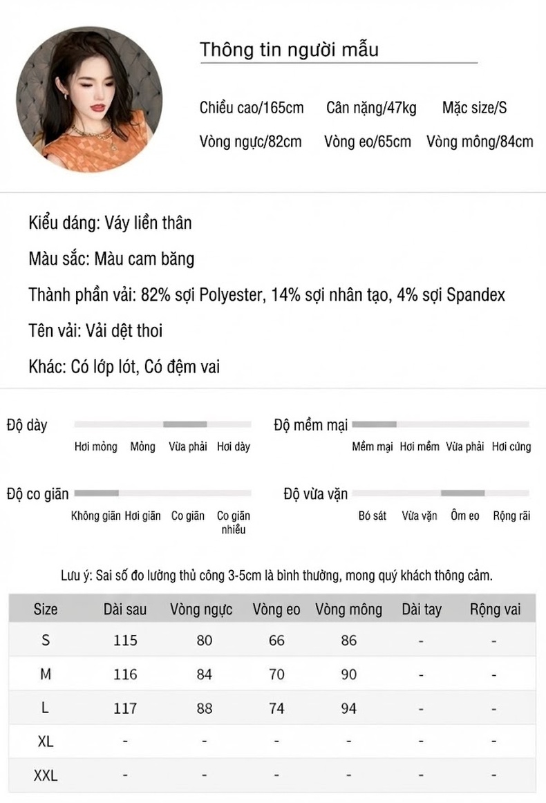Váy Ôm Body Nữ Họa Tiết Caro Cổ Tròn Tay Cộc Xẻ Tà Phong Cách Quyến Rũ Màu Cam chi tiết 2