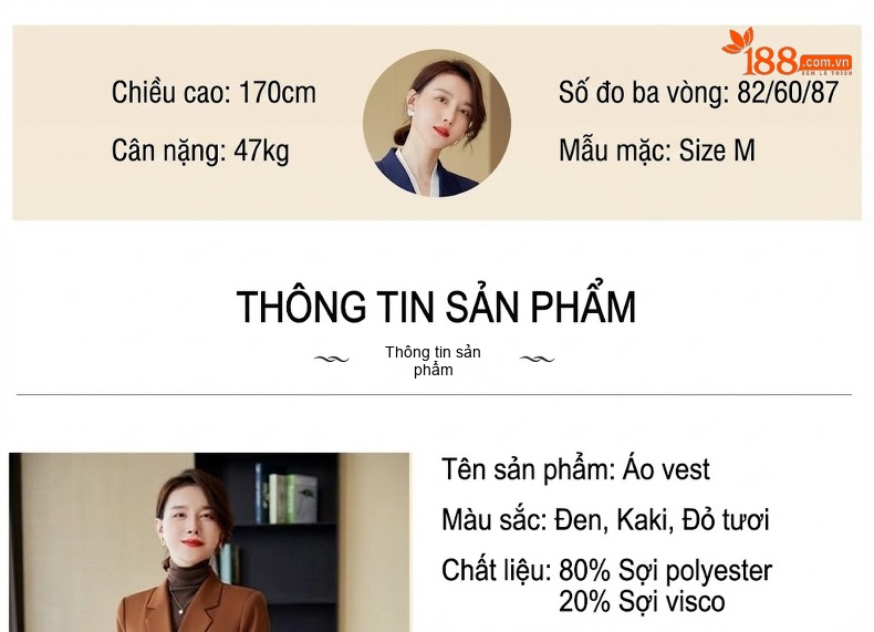 Áo Khoác Blazer Nữ Dáng Dài Tay Dài Màu Nâu, Đen, Đỏ chi tiết 8