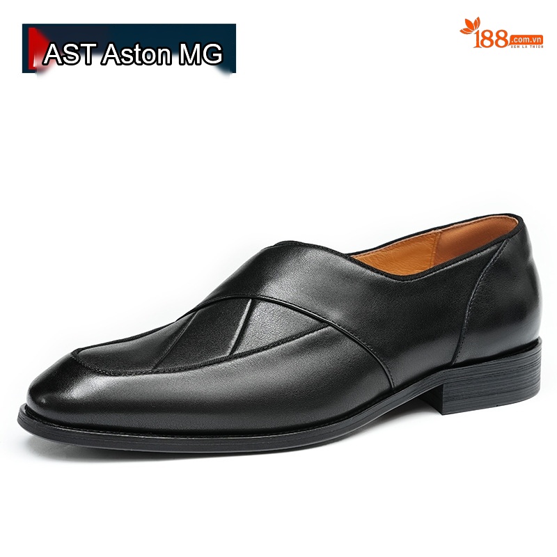 Giày Lười Mũi Nhọn Nam Da Bò Phong Cách Retro Chiều Cao Đế Khoảng 3cm Màu Đen, Xám