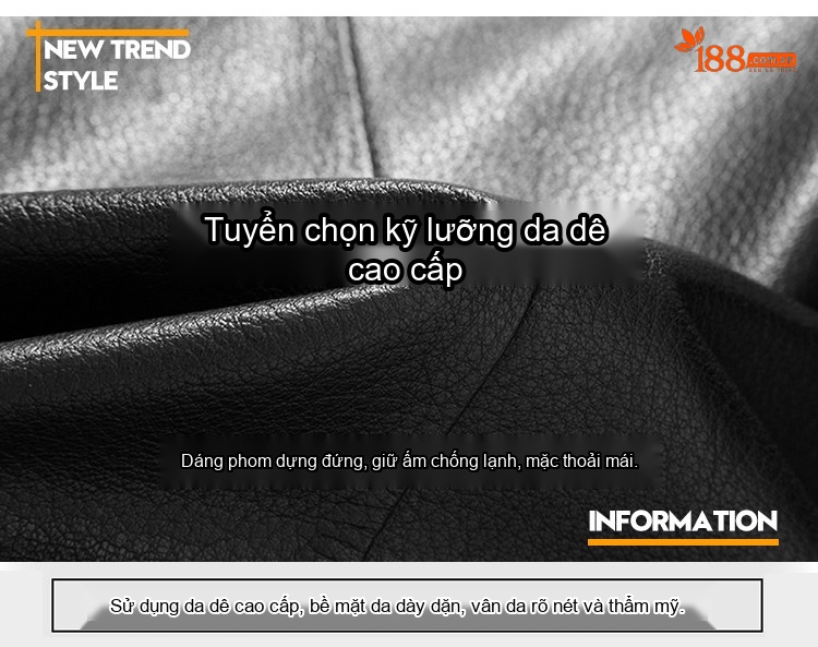 Áo Khoác Da Thật Nam Lót Lông Chồn Dày Dặn Cổ Lông Cừu Màu Đen chi tiết 1