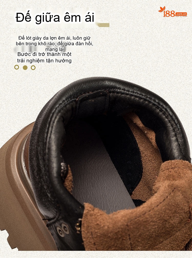 Boot Martin Nữ Cổ Ngắn Đế Dày Phong Cách Retro Chiều Cao Đế Khoảng 5cm Màu Nâu, Đỏ chi tiết 7