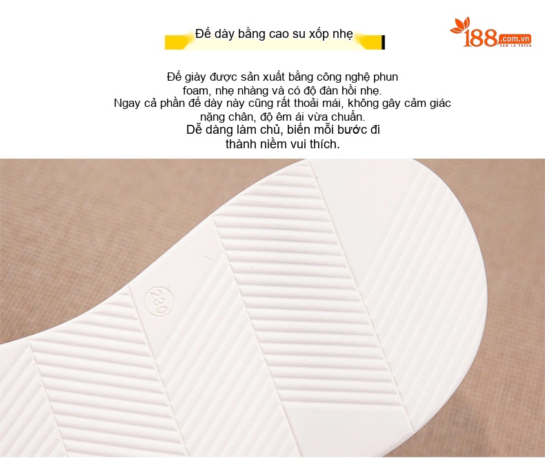 Dép Quai Ngang Nữ Đế Bằng Phối Màu Chiều Cao Đế Khoảng 4cm Màu Kem, Đen, Nâu chi tiết 8