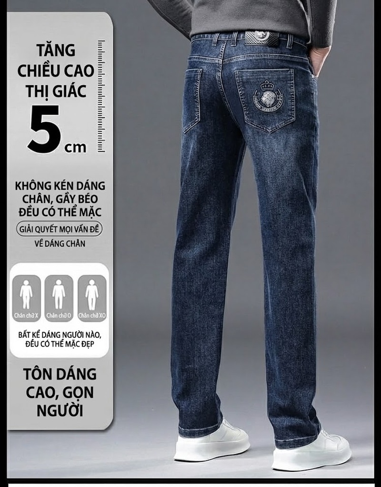 Quần Jean Dáng Suông Nam Co Giãn Thoải Mái Màu Đen chi tiết 13