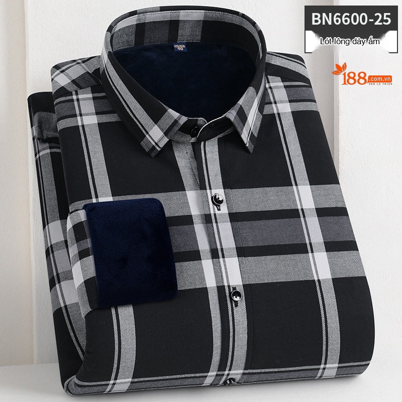 Áo Sơ Mi Nam Dài Tay Cotton Lót Lông Dày Dặn Giữ Ấm Màu Xanh Dương, Xám, Đen, Đỏ...