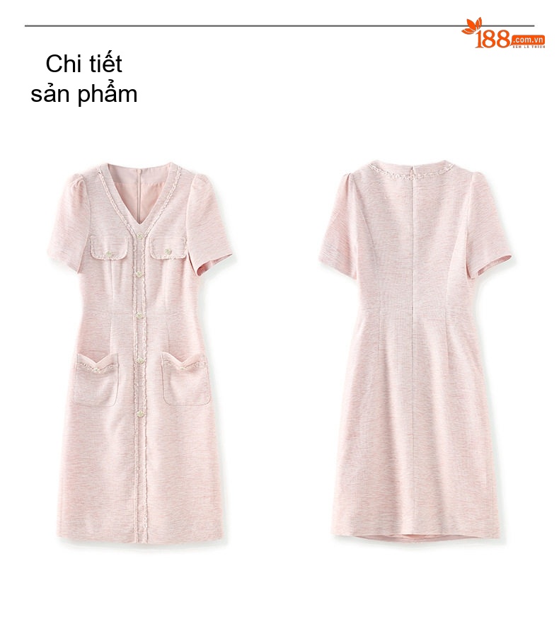 Váy Suông Nữ Tiểu Thư Phong Cách Tiểu Thư Thanh Lịch Thu Đông Màu Hồng chi tiết 11