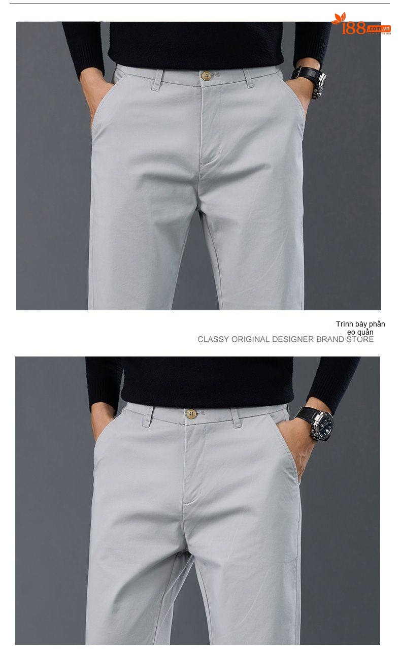 Quần Dài Nam Cotton Dáng Suông Rộng Thoải Mái Màu Đen, Xám, Kem, Xanh Navy chi tiết 21