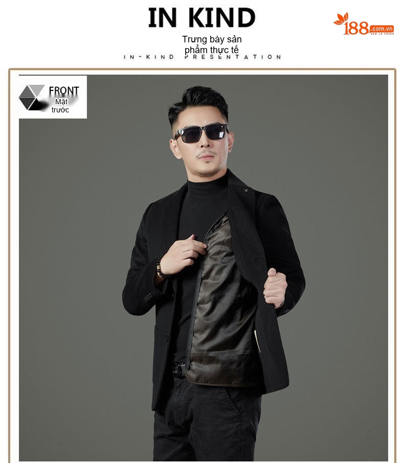 Áo Khoác Blazer Nam Hai Mặt Lông Cừu Áo Phao Lót Lông Vũ Có Thể Tháo Rời Màu Đen, Nâu, Xám chi tiết 26