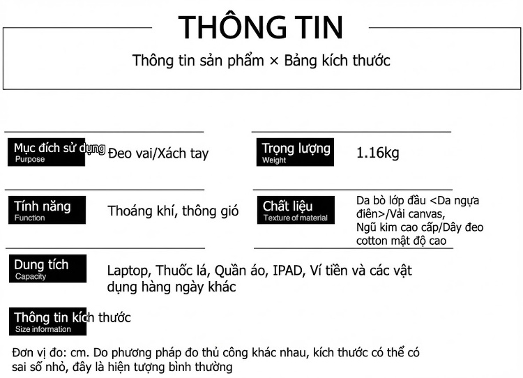 Túi Đeo Vai/Đeo Lưng Vải Canvas Phong Cách Âu Mỹ Retro Phối Da Thật Màu Xanh Quân Đội, Đen, Hồng Đào, Kaki... chi tiết 3