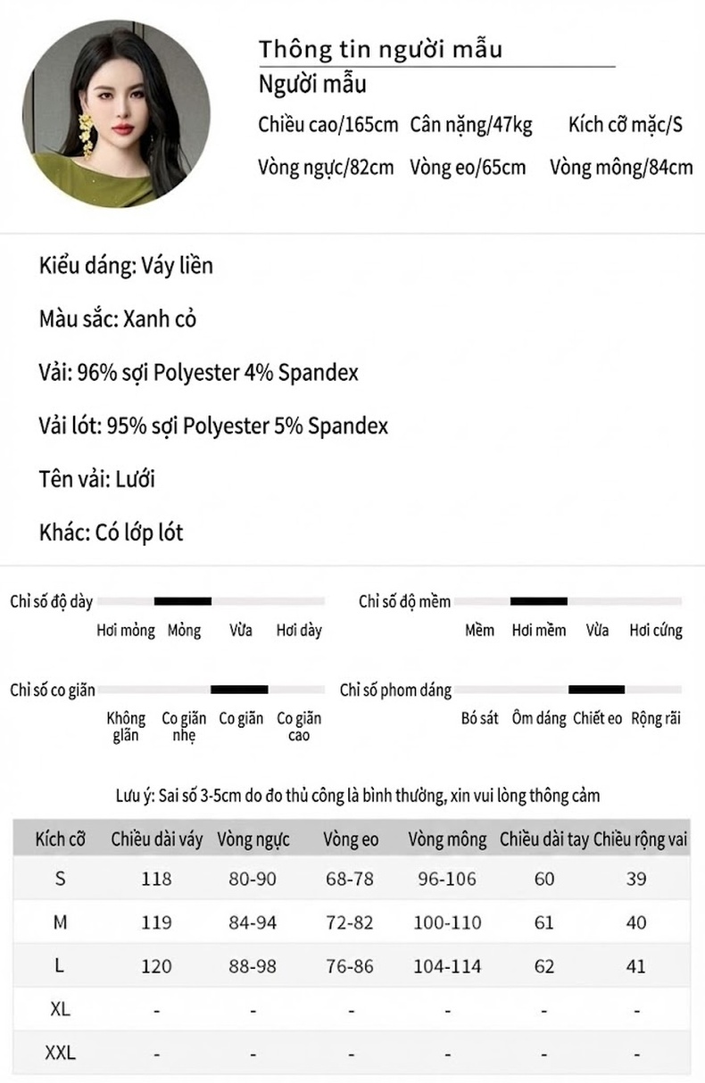 Váy Đầm Nữ Dài Tay Thiết Kế Pháp, Dáng Ôm, Xếp Ly, Bất Đối Xứng Màu Xanh Olive chi tiết 2