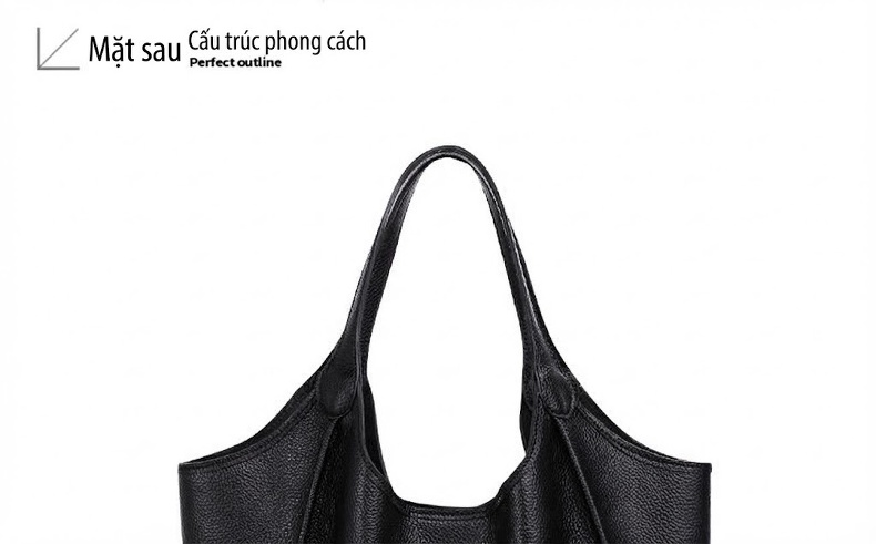 Túi Tote Nữ Da Bò Sức Chứa Lớn Đeo Vai Phong Cách Tiểu Thư Màu Đen chi tiết 16