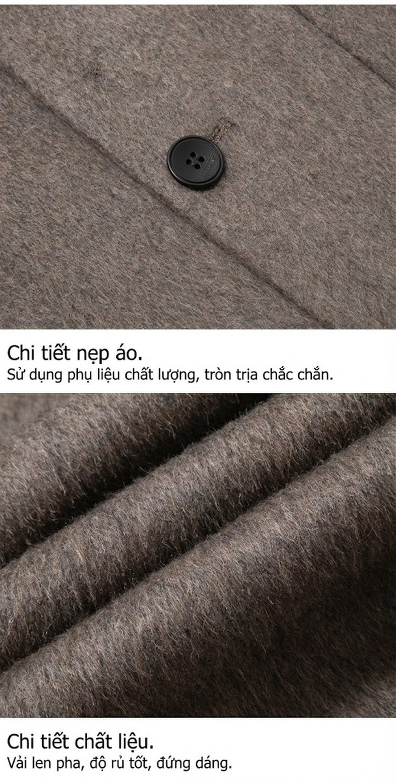 Áo Vest Nam Hai Mặt Dạ Lông Cừu Dáng Ôm Phong Cách Doanh Nhân Màu Nâu, Xám chi tiết 21