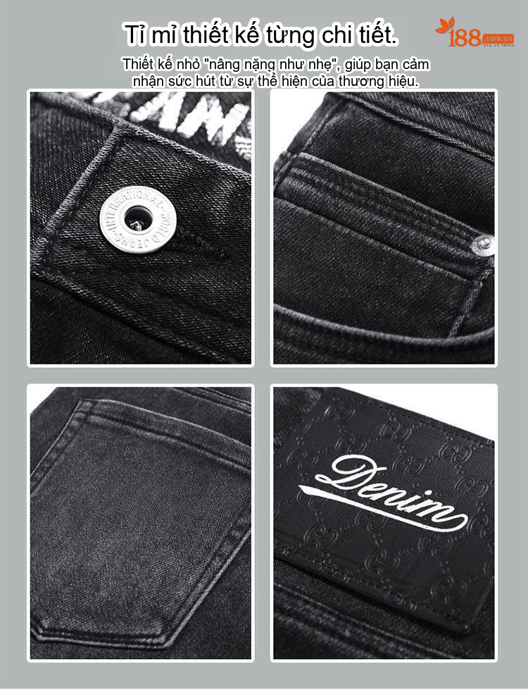 Quần Jean Nam Ống Đứng Co Giãn Vừa Vặn Phong Cách Retro Màu Xanh Denim chi tiết 38