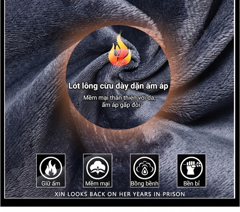 Quần Jean Nam Ống Đứng Lót Lông Dày Dặn Co Giãn Thoải Mái Màu Đen, Xám chi tiết 4