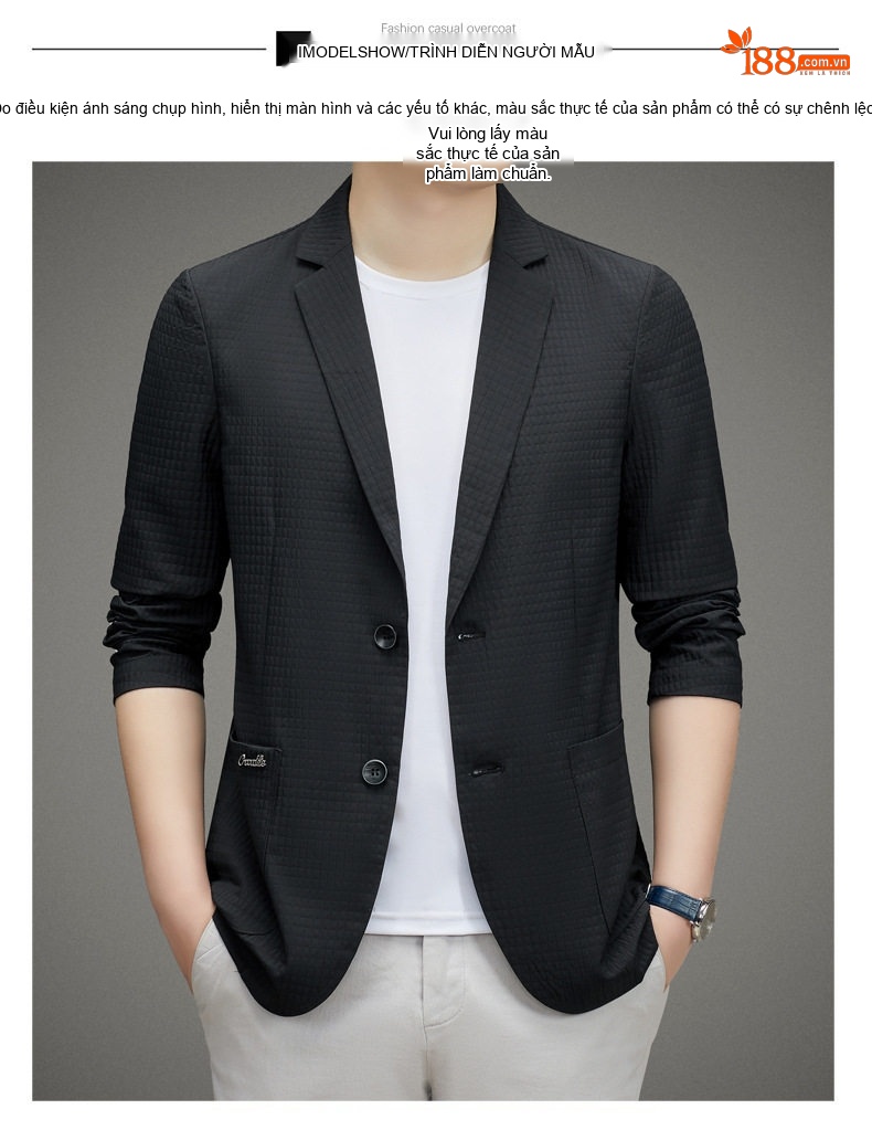 Áo Khoác Blazer Nam Mỏng Nhẹ Chống Nắng Thoáng Khí Phong Cách Hàn Quốc Màu Be, Xám, Đen, Trắng chi tiết 12