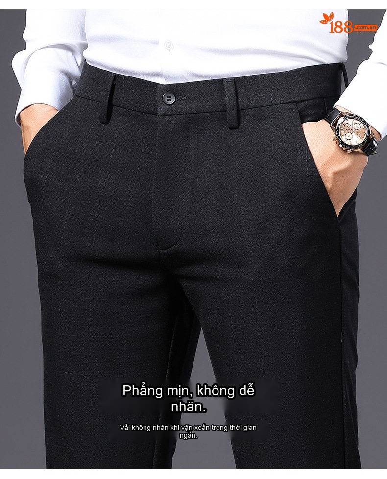 Quần Âu Nam Dáng Ôm Vừa Vặn Phong Cách Hàn Quốc Màu Đen chi tiết 3