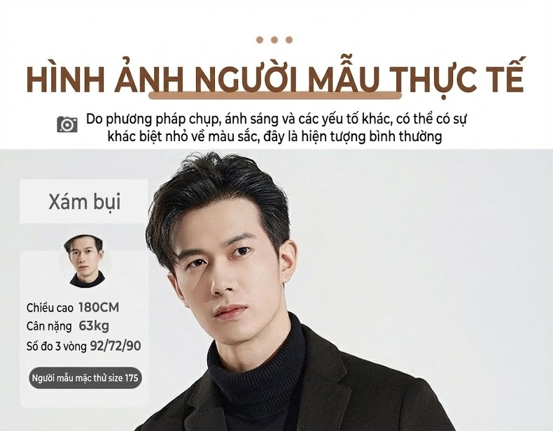 Áo Vest Nam 100% Lông Cừu Thu Đông Dáng Ôm Màu Nâu, Xám, Xanh Navy, Đen chi tiết 13