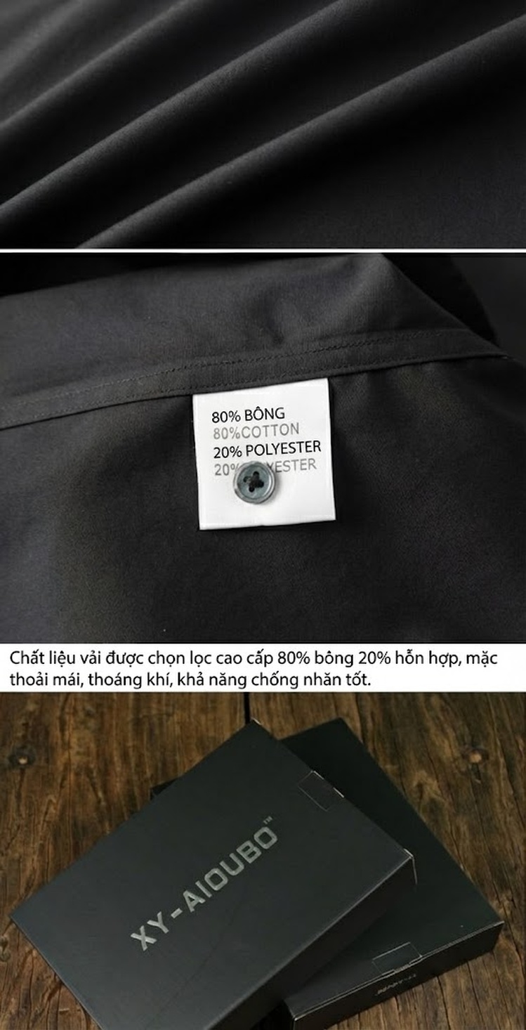 Áo Sơ Mi Nam Tay Dài Form Ôm Tam Giác Màu Đen, Trắng, Đỏ chi tiết 11