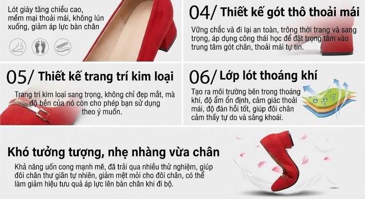 Giày Búp Bê Nữ Da Thật Chiều Cao Đế Khoảng 3cm Màu Đen, Xám, Đỏ, Kem chi tiết 13
