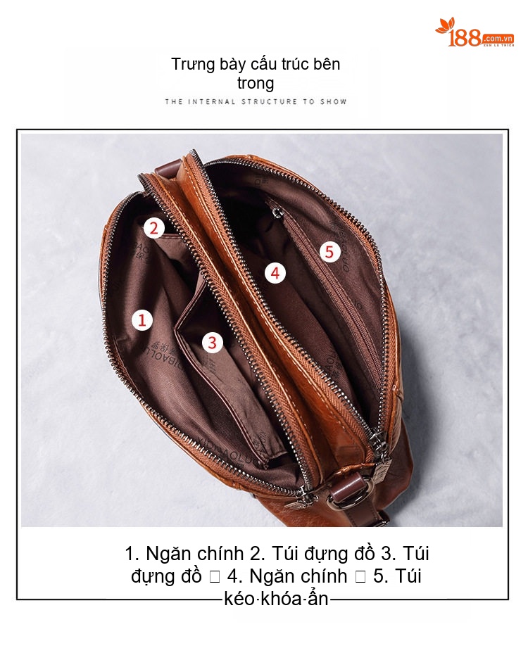 Túi Đeo Vai/Đeo Chéo Nữ Da Bóng Thiết Kế Retro Phong Cách Âu Mỹ Sức Chứa Lớn Màu Nâu chi tiết 6