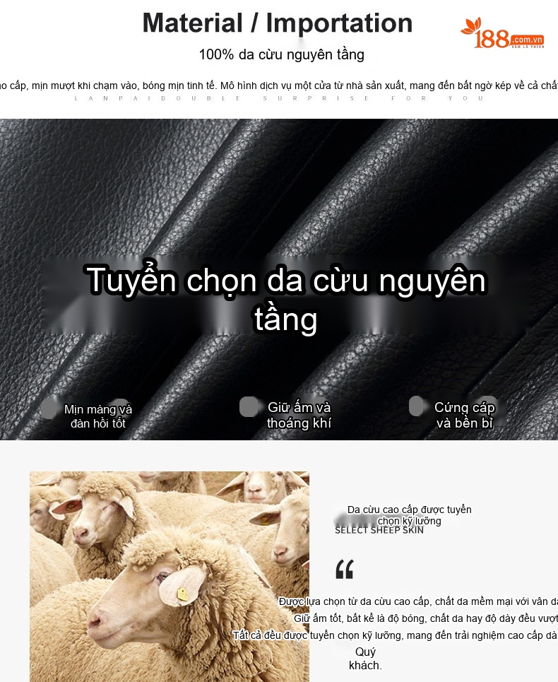 Áo Khoác Da Cừu Nam Cổ Bẻ Khóa Kéo Dáng Ôm Phong Cách Doanh Nhân Màu Đen chi tiết 2