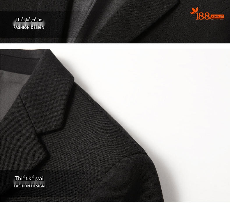 Áo Vest/Blazer Nam Vải Dệt Kiểu Slimfit Màu Đen chi tiết 10