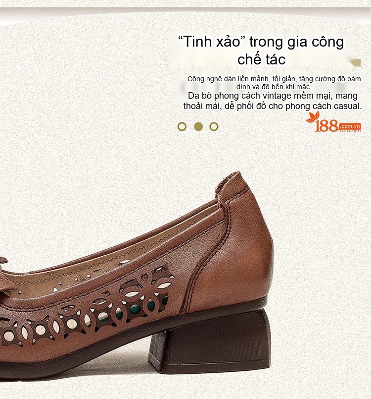 Giày Lười Nữ Da Bóng Laze Thoáng Khí Chiều Cao Đế Khoảng 3cm Màu Nâu chi tiết 4