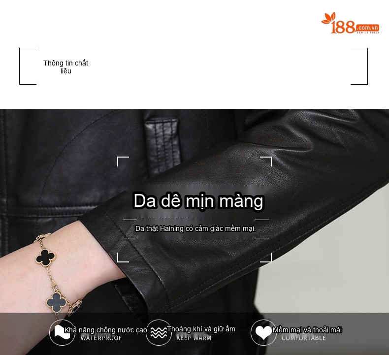 Áo Khoác Da Cừu Nữ Dáng Ngắn Thiết Kế Thanh Lịch Màu Đen chi tiết 4