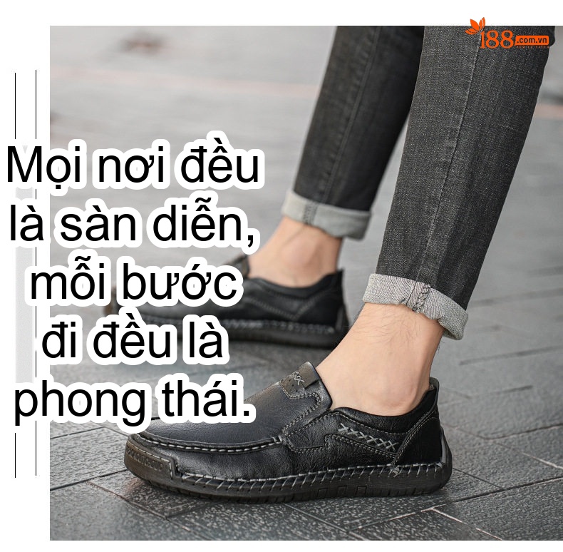 Giày Lười Nam Da Bóng Phong Cách Anh Quốc Chiều Cao Đế Khoảng 2cm Màu Nâu, Đen chi tiết 6