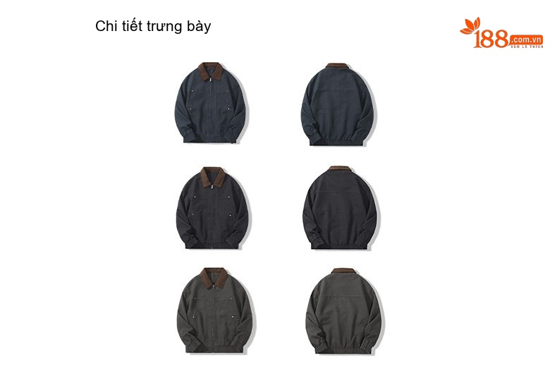 Áo Khoác Nam Cổ Bẻ Phối Màu Vải Dệt Phong Cách Retro chi tiết 2