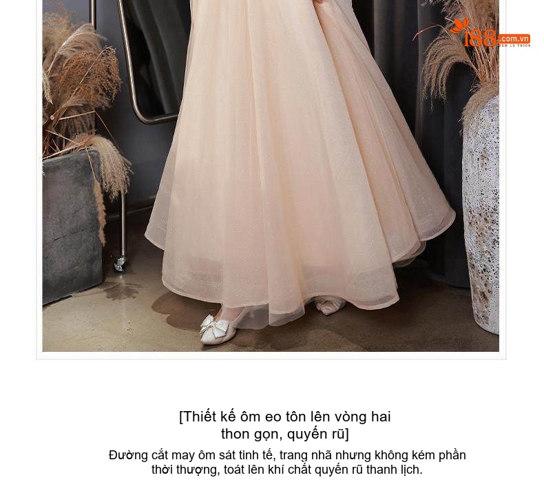 Váy Dạ Hội Nữ Màu Champagne Thiết Kế Sang Trọng Nhẹ Nhàng Cho Học Sinh, Sinh Viên, Dự Tiệc, Lễ Tốt Nghiệp chi tiết 5