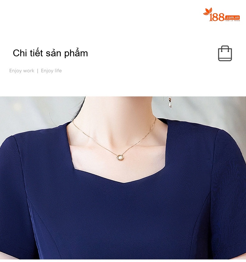 Bộ Set Áo Peplum Quần Ống Rộng Công Sở Thanh Lịch Màu Đen, Xanh Navy chi tiết 24