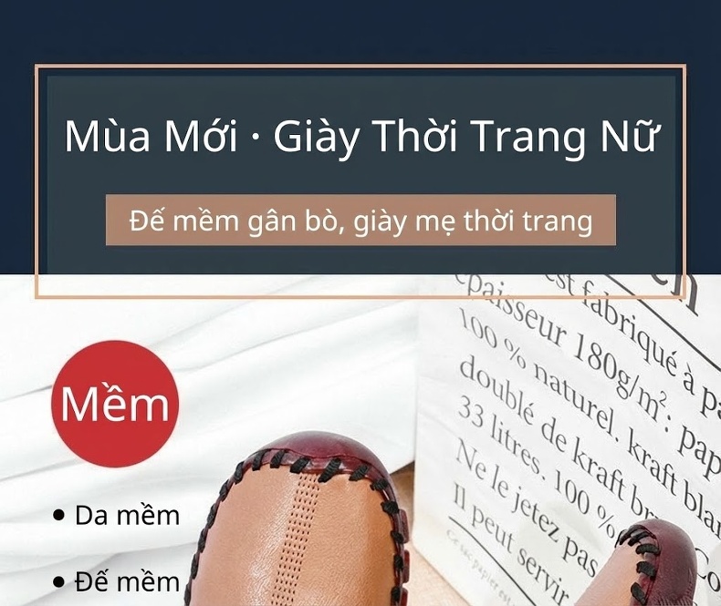 Giày Búp Bê Đế Bệt Da Bóng Mềm Mại Chiều Cao Đế Khoảng 1cm Màu Kem, Nâu, Đen, Đỏ... chi tiết 1