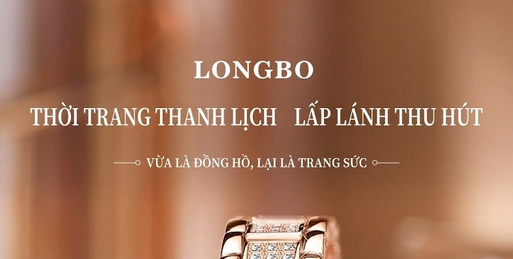 Đồng Hồ Nữ Longbo Dây Kim Loại Đính Đá Chống Nước Màu Vàng Hồng chi tiết 1