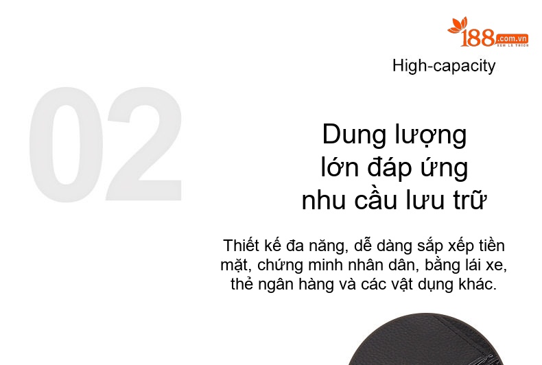 Ví da thật nam nhiều ngăn đựng thẻ, tiền, giấy tờ màu đen chi tiết 10