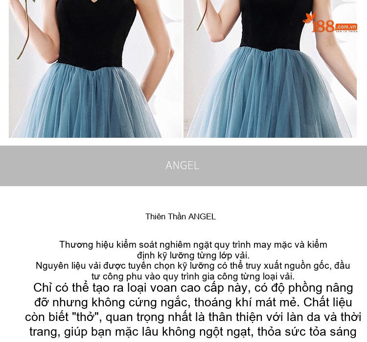 Váy Dạ Hội Nữ Hở Vai Dáng Xòe Chất Liệu Pông Pông Màu Xanh, Đen chi tiết 7