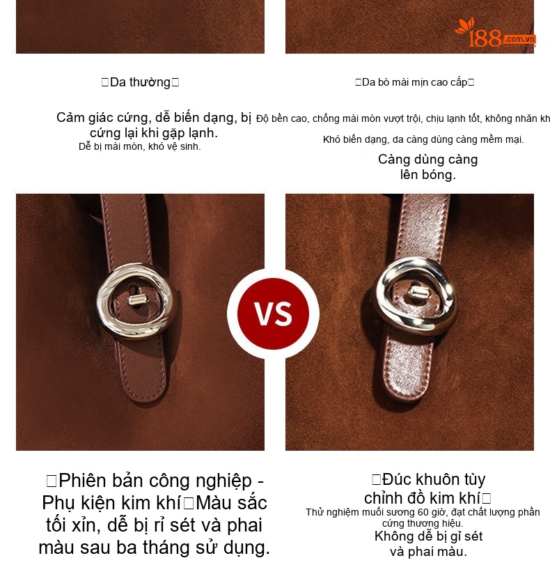 Túi Xách Nữ Da Mờ Retro Sức Chứa Lớn Đeo Vai Túi Tote Đeo Chéo Màu Nâu chi tiết 3