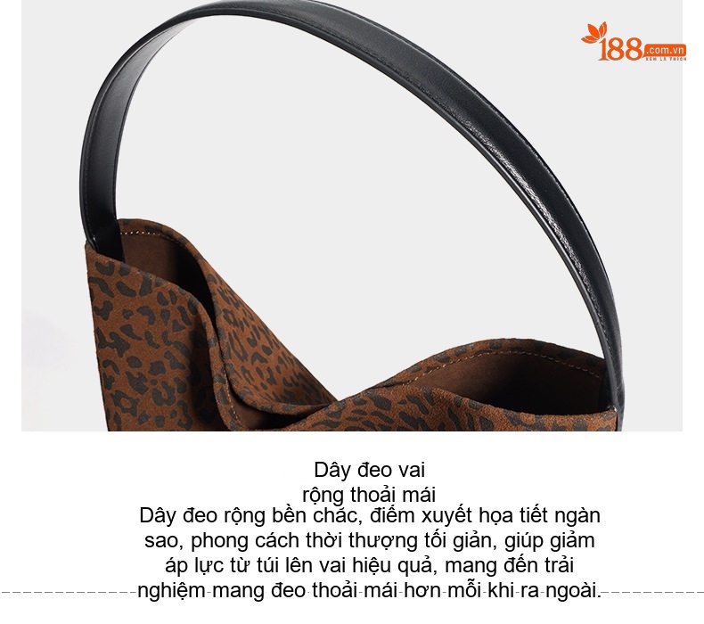 Túi Xách Nữ Da Mờ Bucket Lớn Đeo Vai, Xách Tay Phong Cách Vintage Màu Nâu chi tiết 12