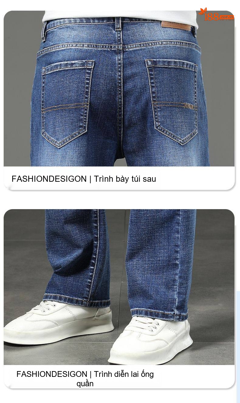 Quần Jeans Dáng Suông Nam Ống Đứng Lớn Tuổi Trung Niên Màu Xanh Dương chi tiết 27