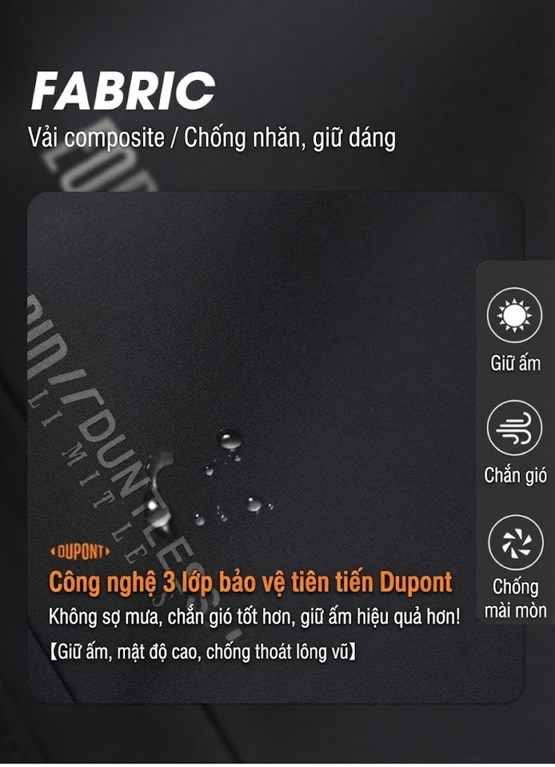 Áo Khoác Phao Nam 3in1 Lót Lông Vũ Trắng Dày Dặn Có Mũ Trùm Đầu Màu Xanh Navy, Đen, Xám chi tiết 3