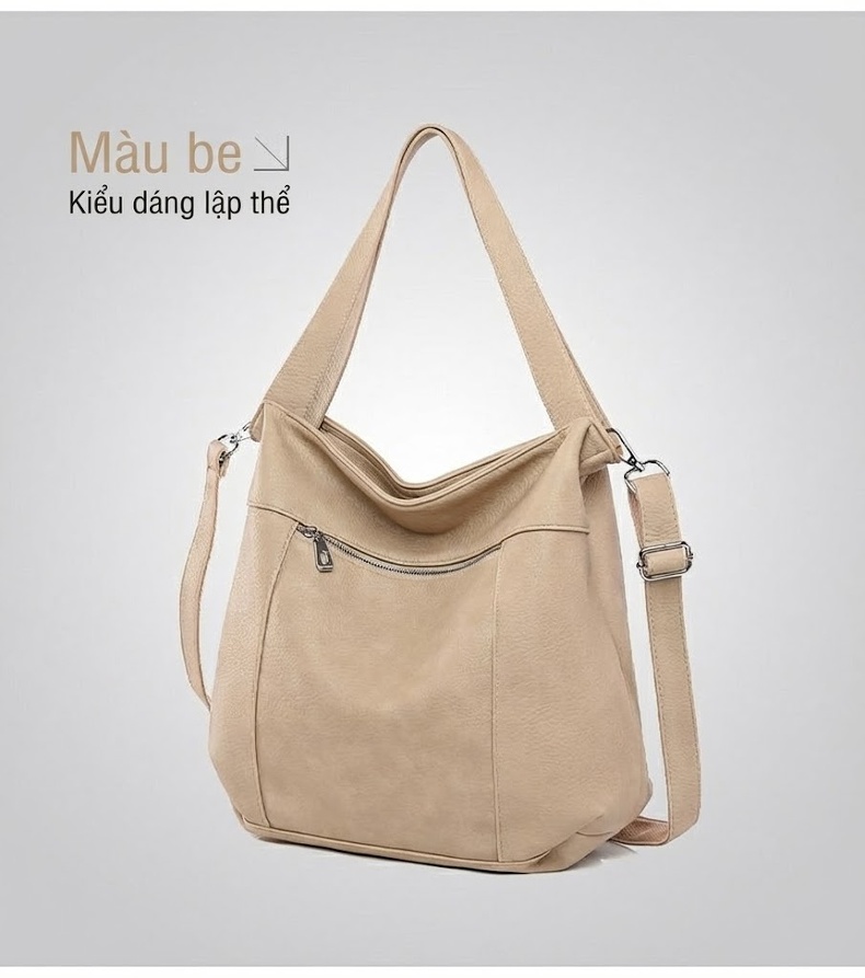 Túi Tote Da Mềm Phong Cách Hàn Quốc Cỡ Lớn Đeo Vai Màu Nâu, Đen chi tiết 18
